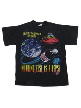 VTG Pepsi Nothing Else Outer Space Alien Soda Graphic Single Stitch Tee T Shirt